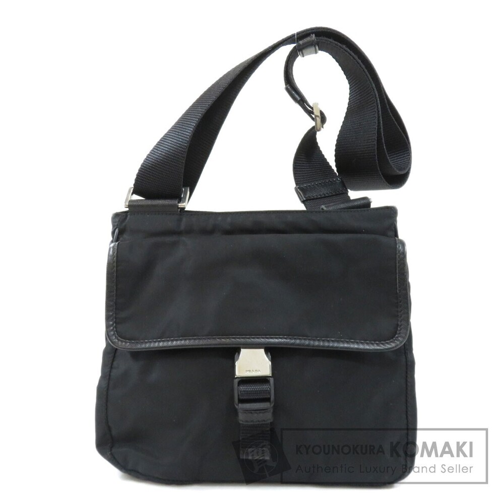 Prada Tessuto Saffiano Logo Messenger Bag black
